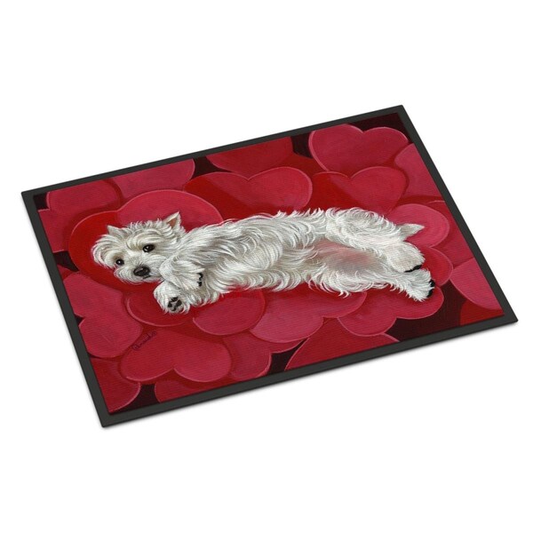 Carolines Treasures 24 x 36 in. Westie Queen of Hearts Indoor or Outdoor Mat PPP3283JMAT - main